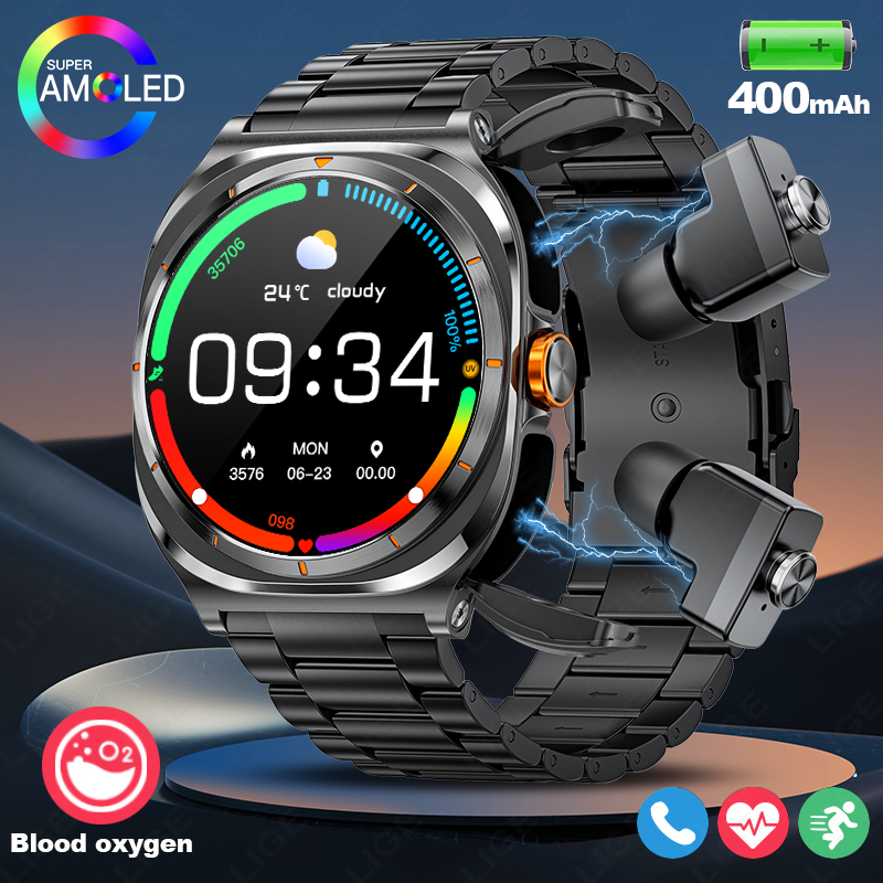 Smartwatch Running Watches For Men - LUIK 2025 Horloge Draadloze Koptelefoon 2-in-1