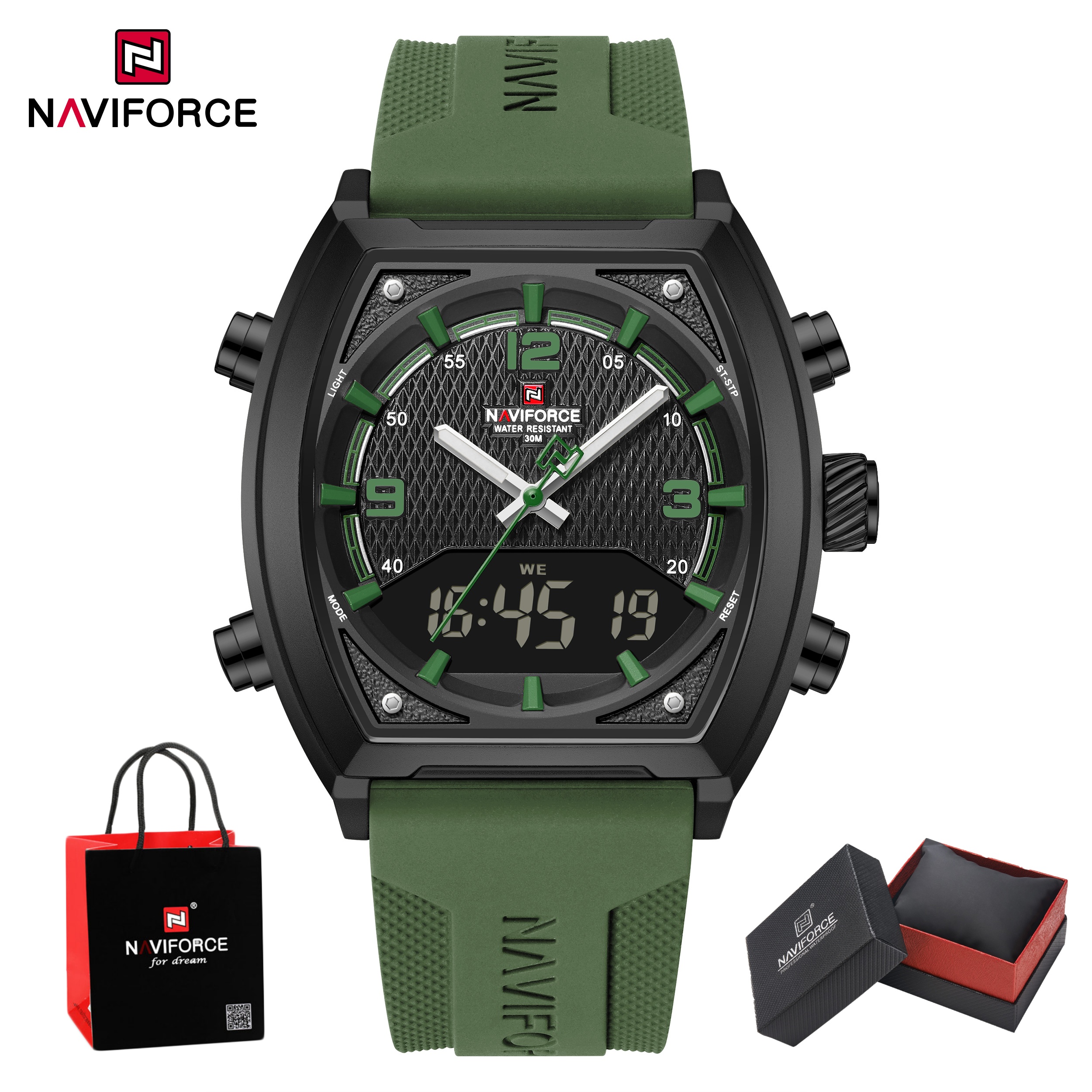 Analog Quartz Watch - NAVIFORCE Herenhorloge met dubbele display, 3ATM