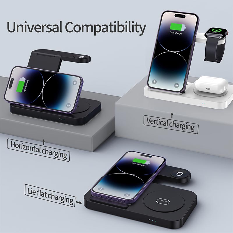 Smartwatch Apple Watch - 4-in-1 opvouwbaar draadloos oplaadstation voor iPhone