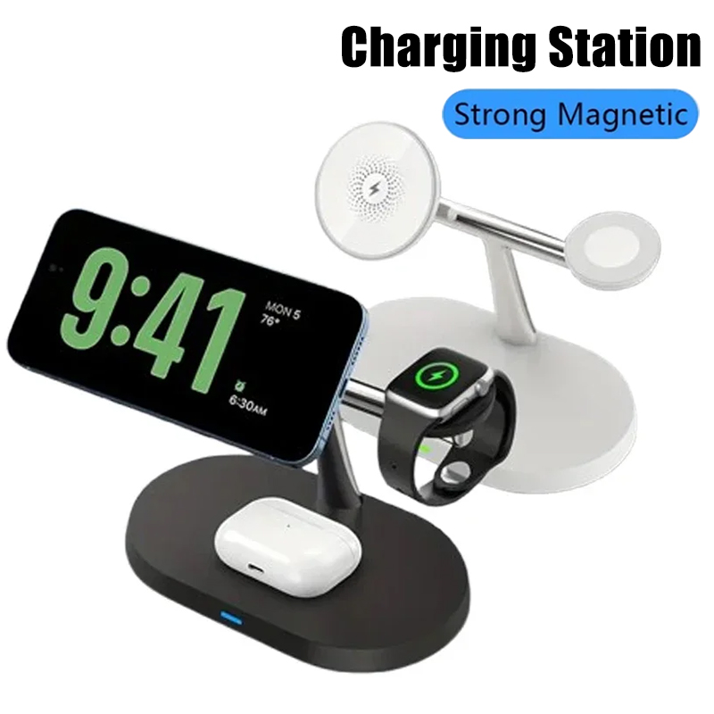 Smartwatch Apple Watch - 3-in-1 Opansten Magnetische Draadloze Oplaadstandaard voor