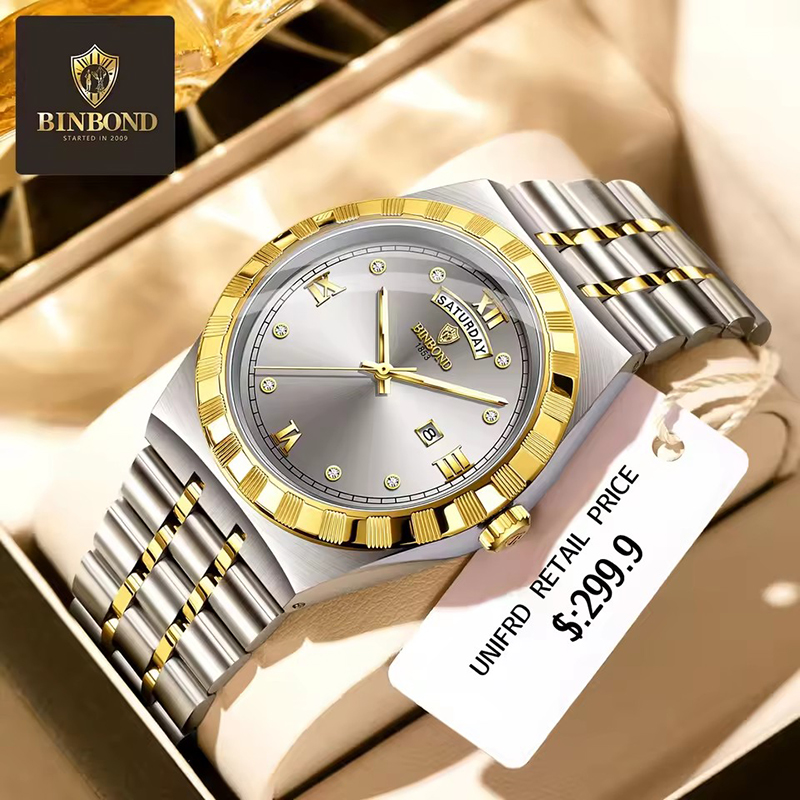 Smartwatch Trending Watches For Men - BINBOND Herenhorloge Modetrend Nachtlampje Dubbele kalender