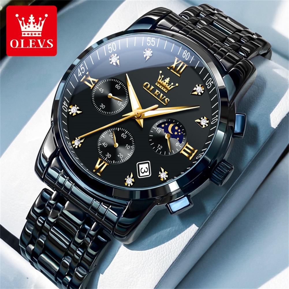 Analog Quartz Watch - OLEVS Populaire herenhorloges roestvrij staal zwart