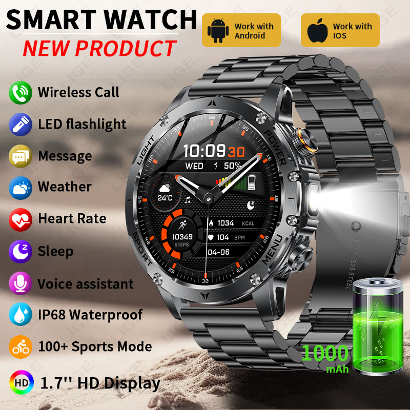 Smartwatch Running Watches For Men - Nieuwe 1000mAh Batterij Smart Watch Mannen