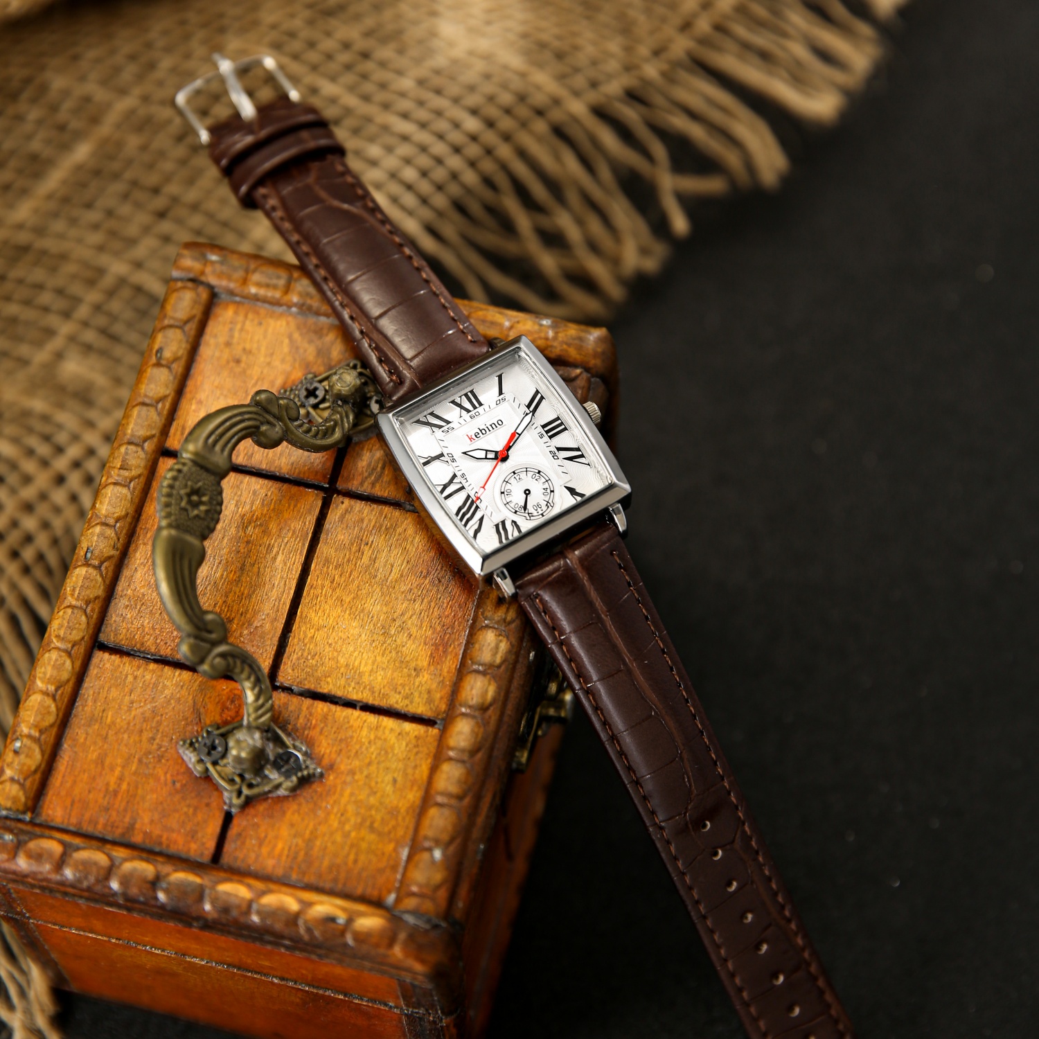 Smartwatch Casual Watches For Men - Zakelijk herenhorloge met vierkante wijzerplaat, lederen