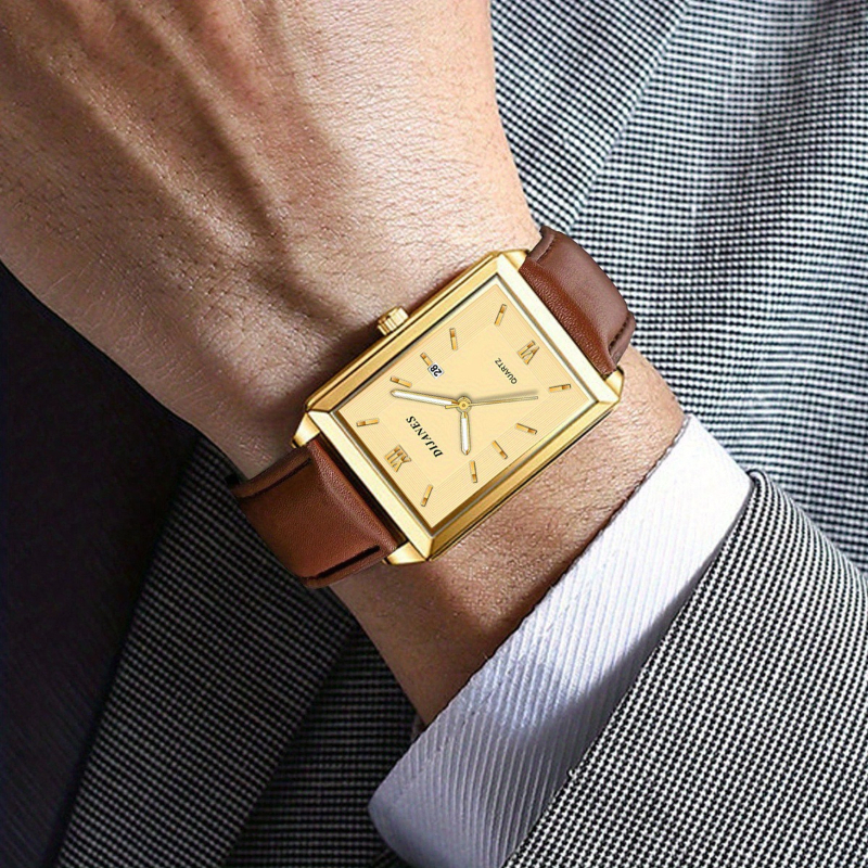 Smartwatch Casual Watches For Men - Casual lederen herenhorloges Eenvoudig vierkant quartzhorloge