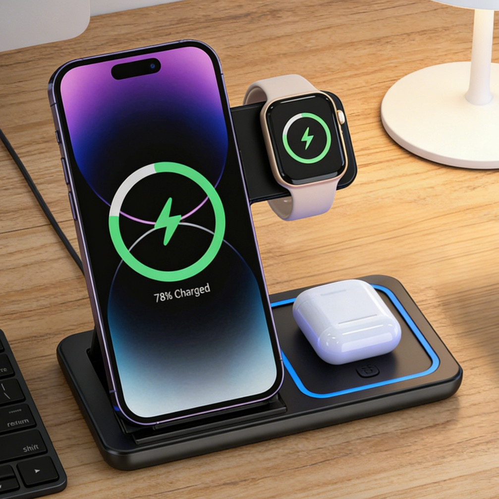 Smartwatch Apple Watch - Opvouwbaar 3-in-1 draadloos oplaadstation voor iPhone