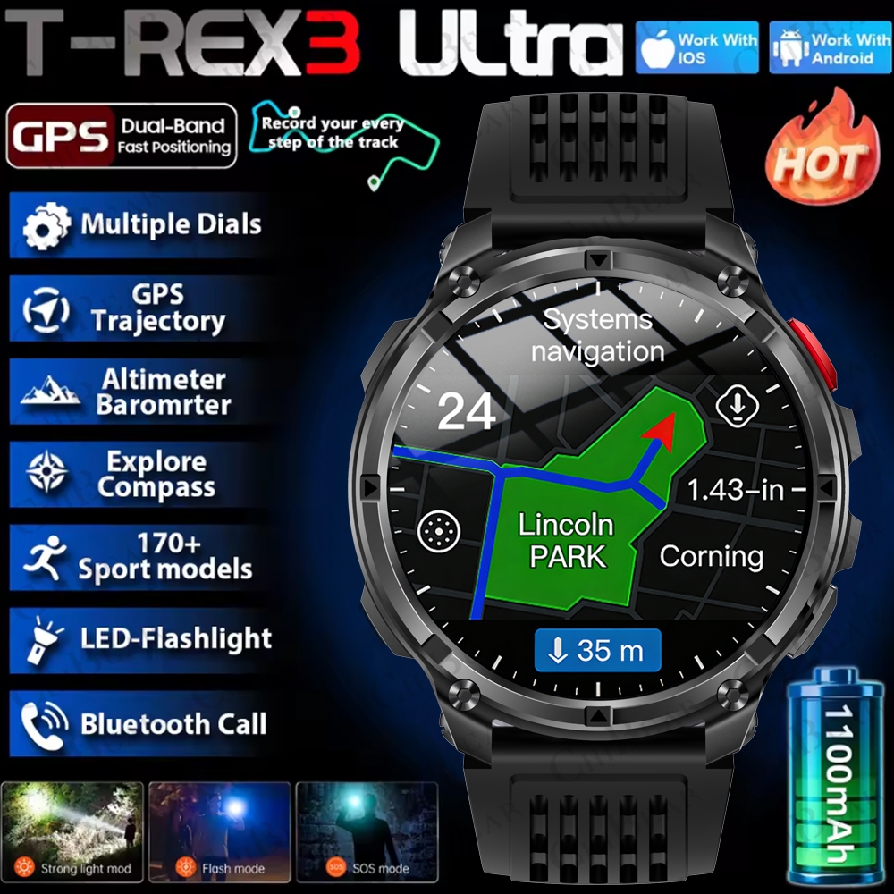 Smartwatch Running Watches For Men - 2026 Nieuwe T-Rex3 Pro 1100mAh Batterij