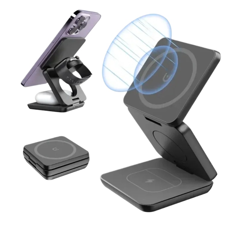 Smartwatch Apple Watch - 3-in-1 opvouwbare magnetische draadloze opladerstandaard voor