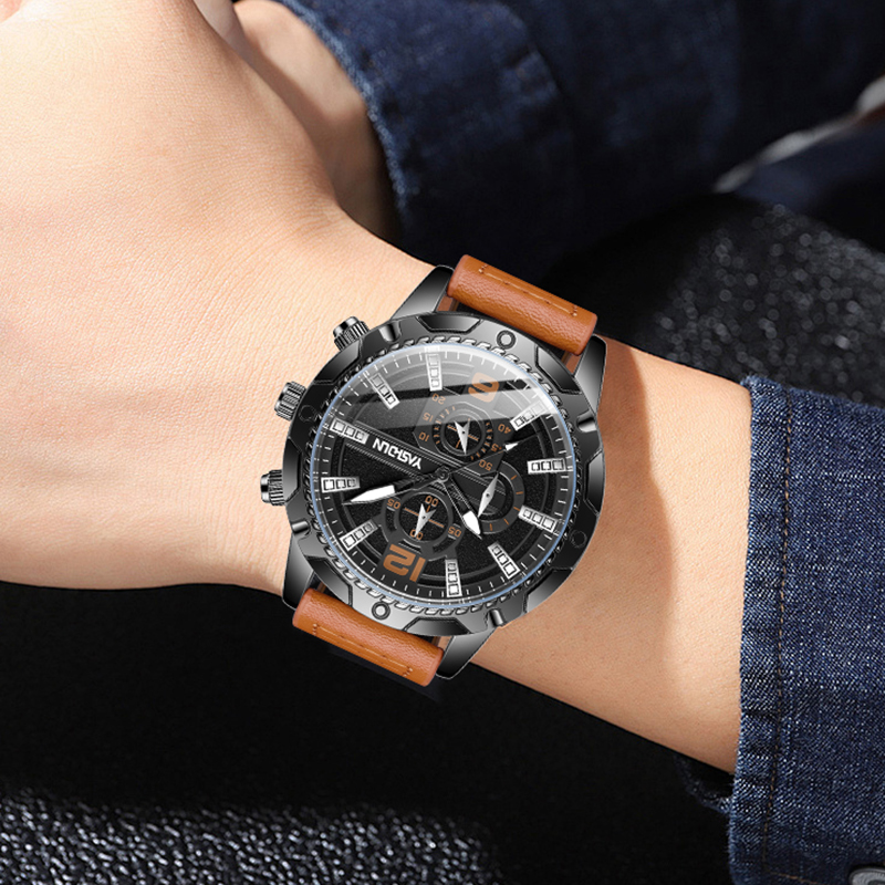 Smartwatch Sports Watches For Men - Nieuwe verkoop herenhorloges lederen band quartz
