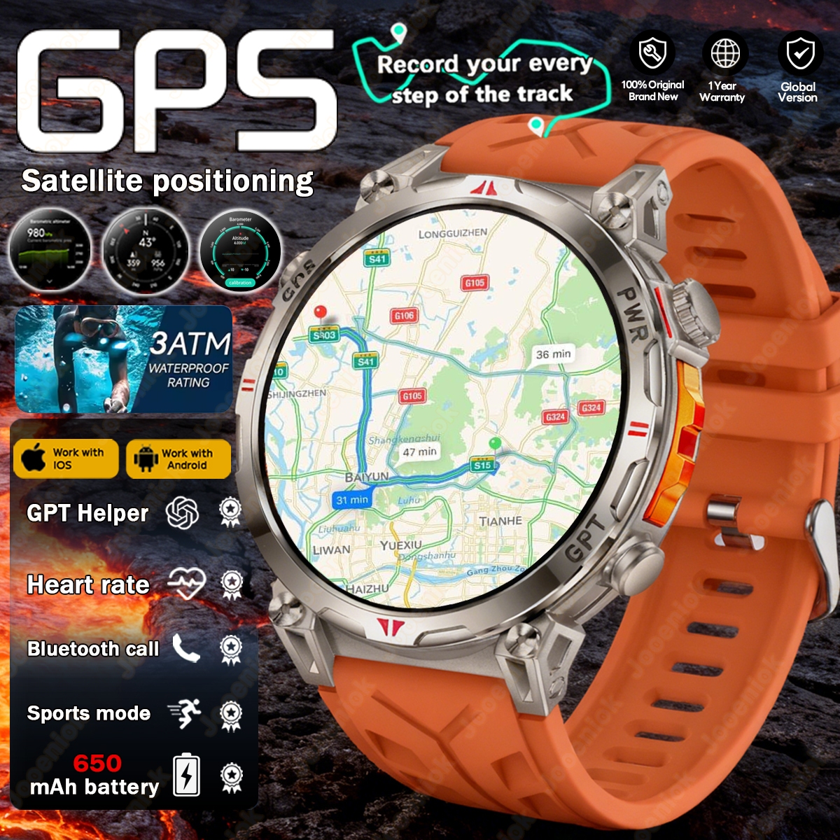 Smartwatch Running Watches For Men - Nieuwe Professionele GPS Sport Smart Horloge