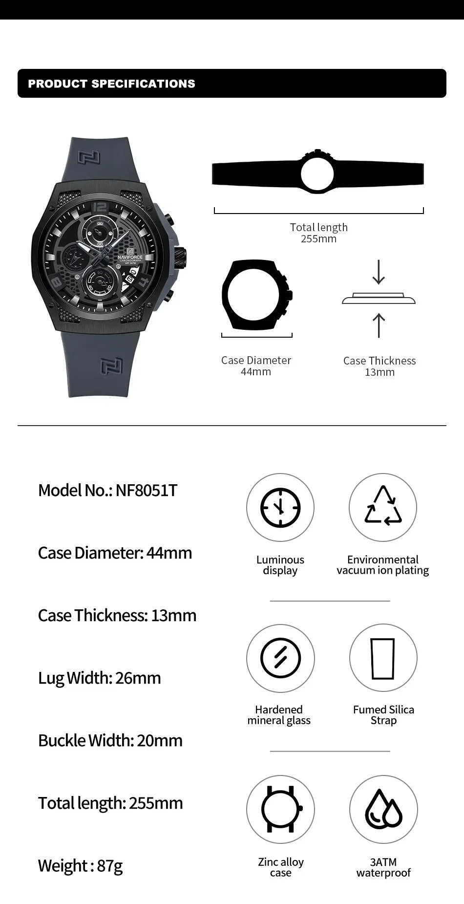 Naviforce Nf 8051T Luxe Herenh - Silicone Sport Band recensie en prijs