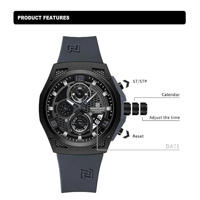 Naviforce Nf 8051T Luxe Herenh - Silicone Sport Band recensie en prijs