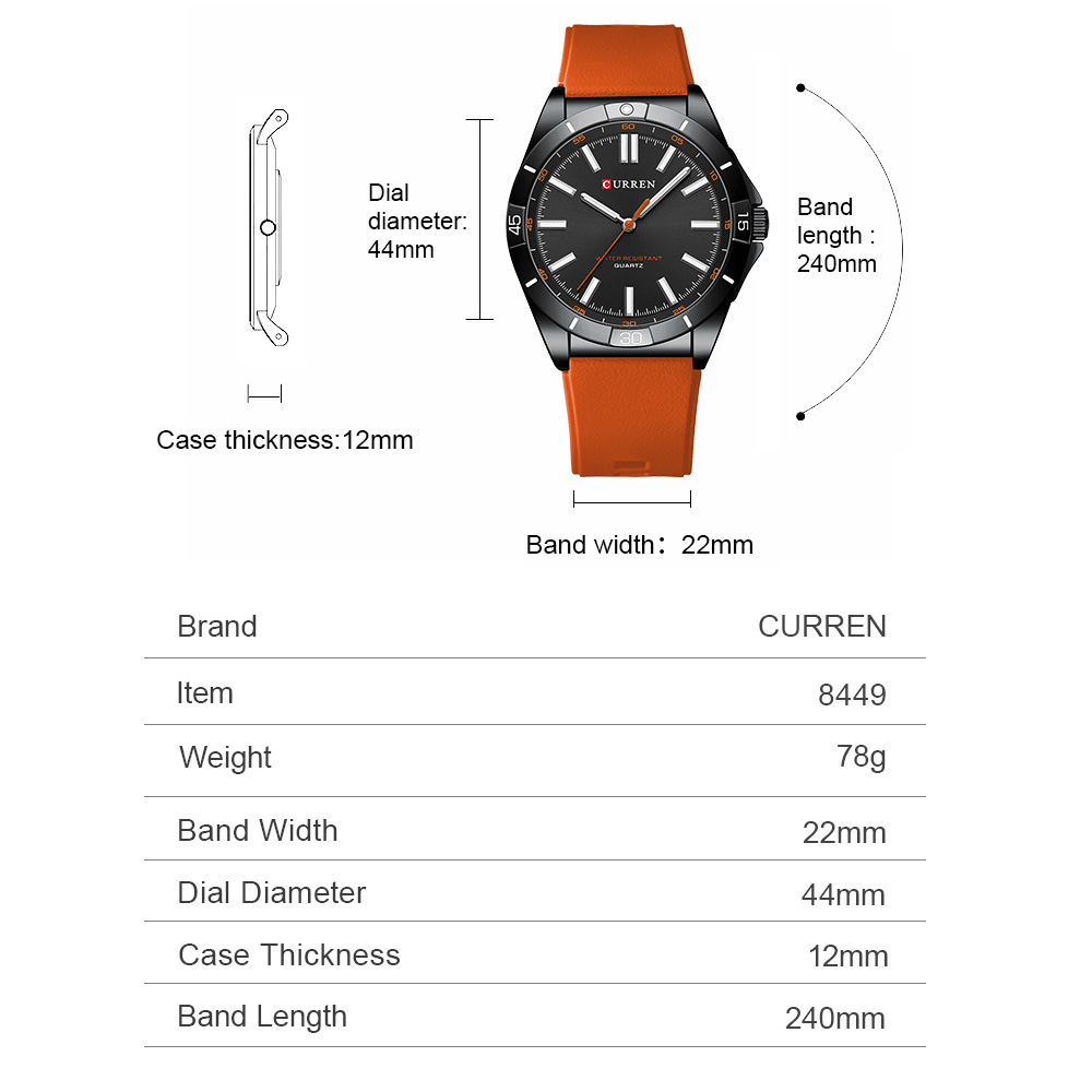 CURREN Heren minimalistisch sp - Silicone Sport Band recensie en prijs