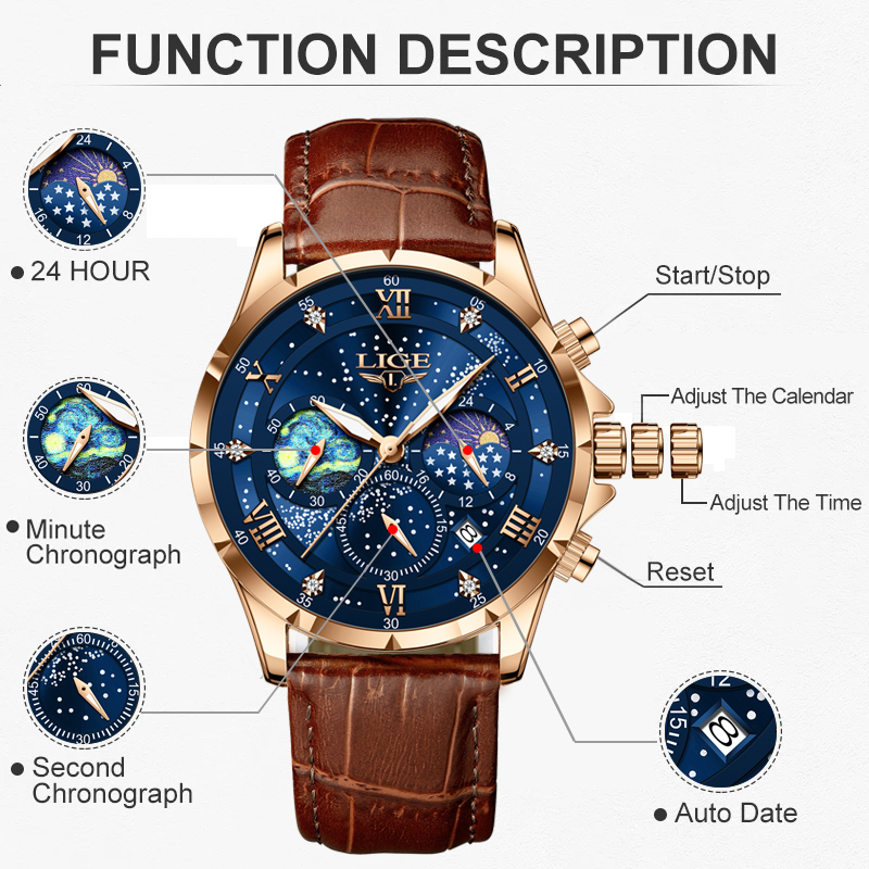 LIGE Nieuw 24-uurs maanfasehor - Smartwatch Army Watches For Men recensie en prijs