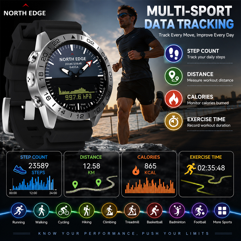 NORTH EDGE Heren duikhorloge M - Smartwatch Army Watches For Men recensie en prijs