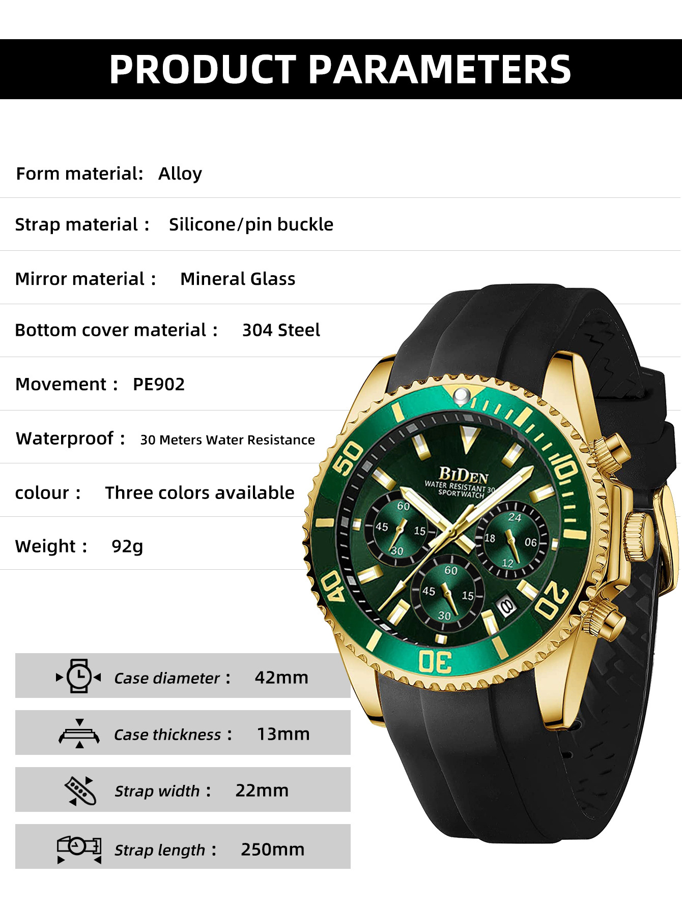 BIDEN Klassieke Groene Horloge - Smartwatch Casual Watches For Men recensie en prijs