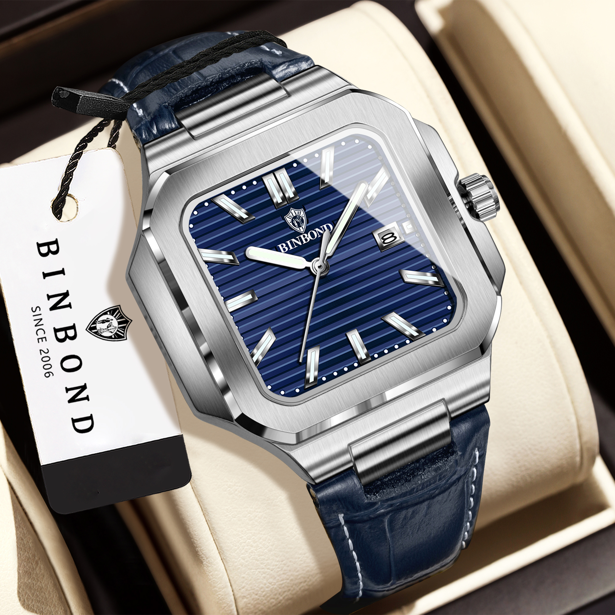 BINBOND Vierkante Quartz Horlo - Smartwatch Casual Watches For Men recensie en prijs