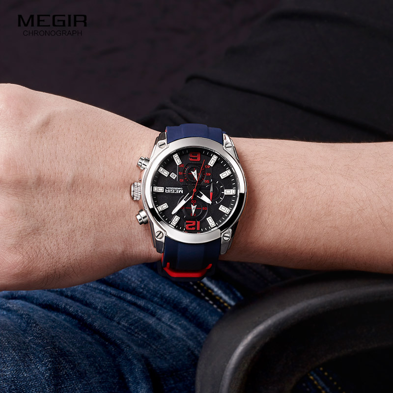 Megir heren chronograaf analoo - Silicone Sport Band recensie en prijs