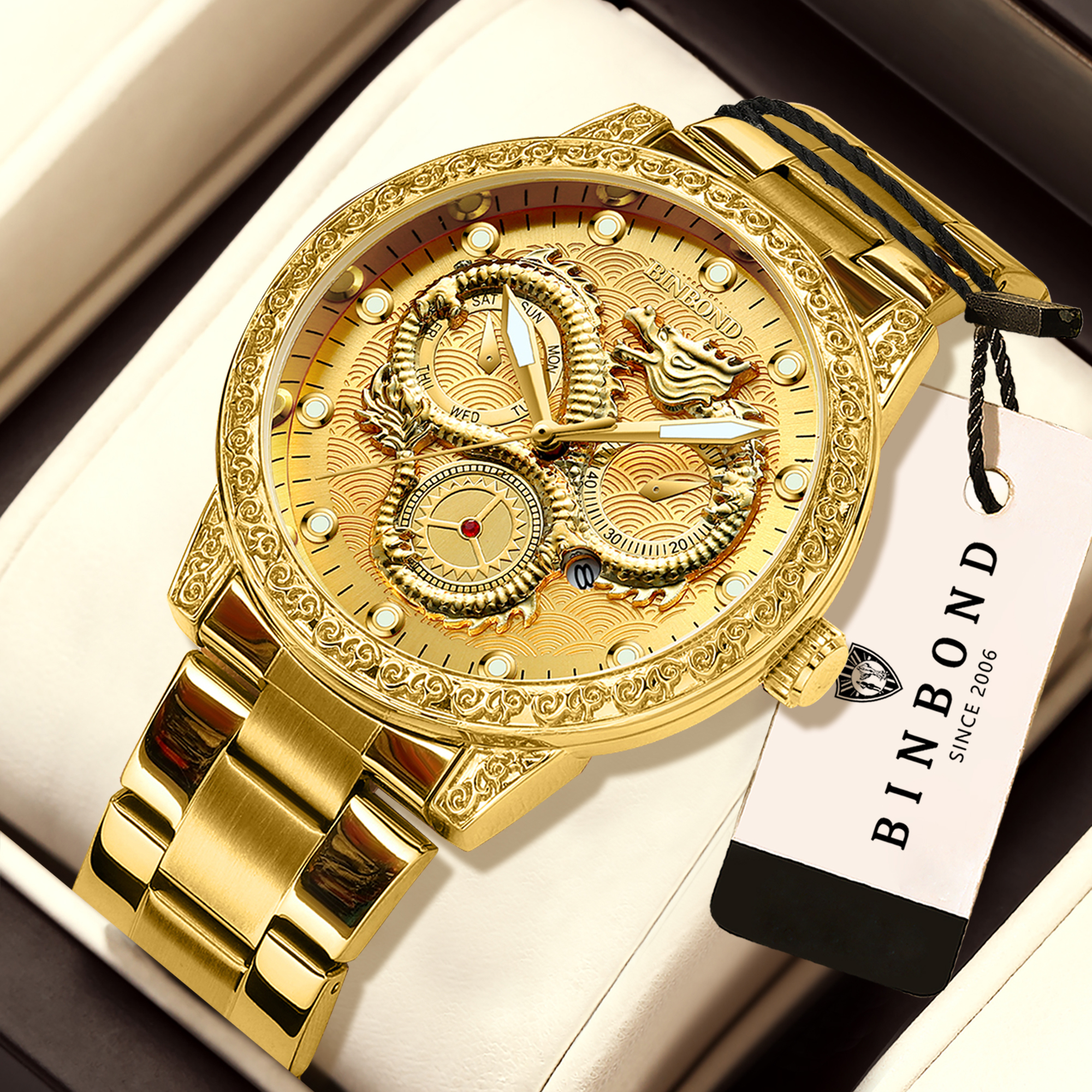 BINBOND Dragon Vintage Luxe Qu - Smartwatch Casual Watches For Men recensie en prijs
