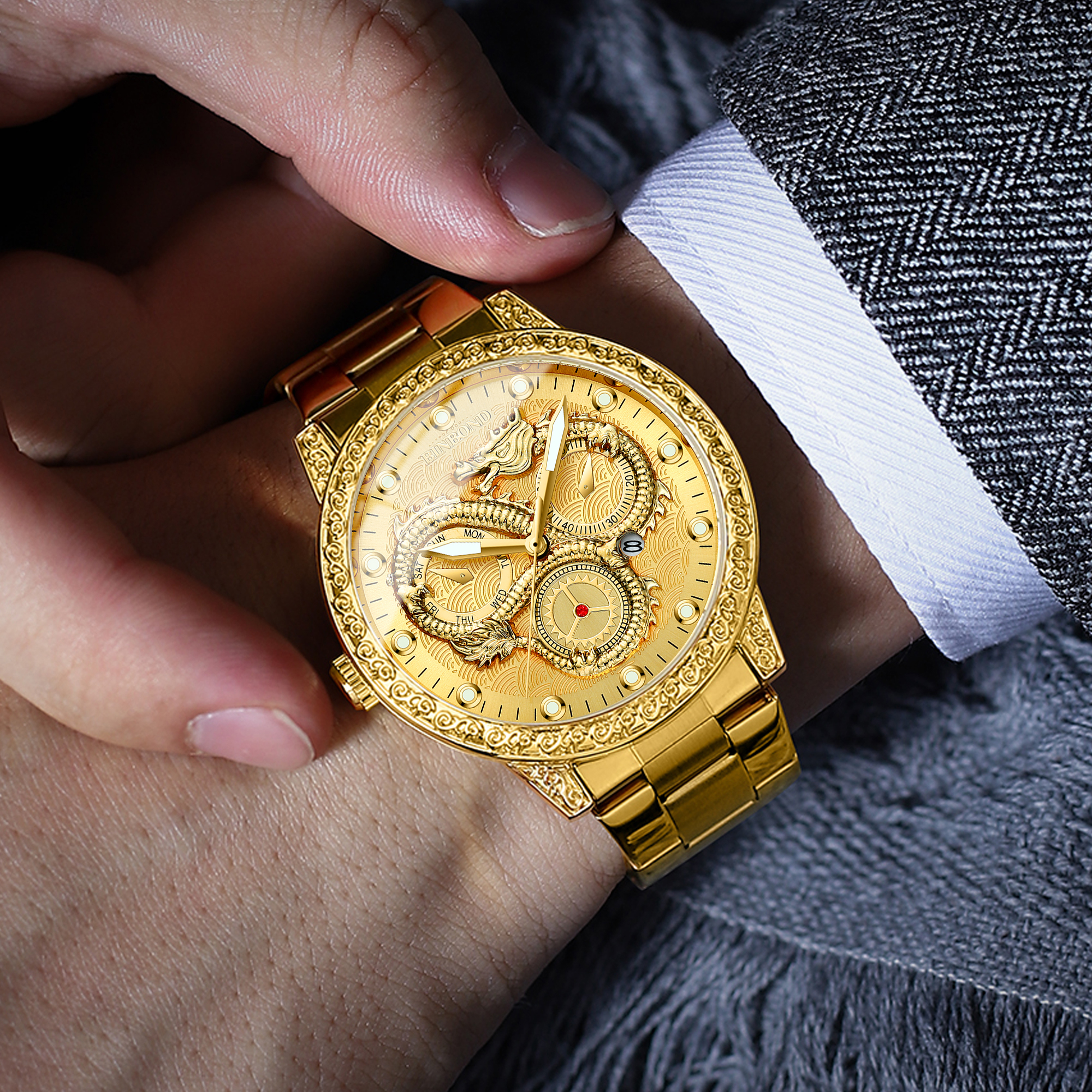 BINBOND Dragon Vintage Luxe Qu - Smartwatch Casual Watches For Men recensie en prijs