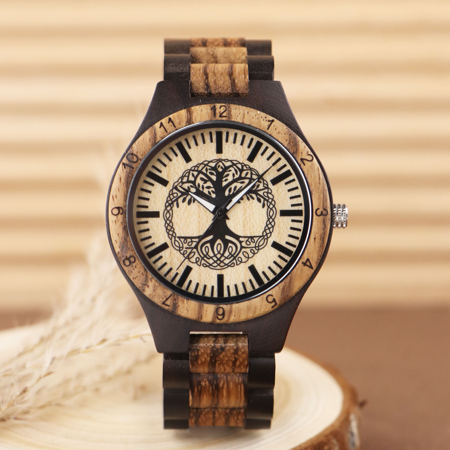 Levensboom gegraveerd houten h - Smartwatch Casual Watches For Men recensie en prijs