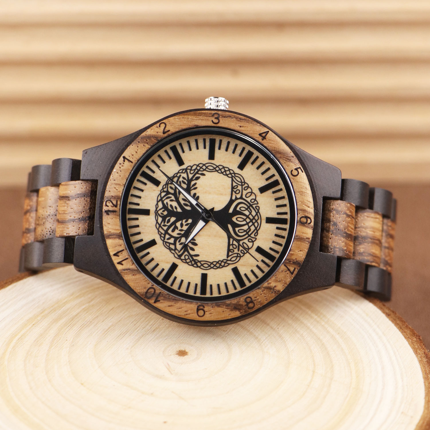 Levensboom gegraveerd houten h - Smartwatch Casual Watches For Men recensie en prijs
