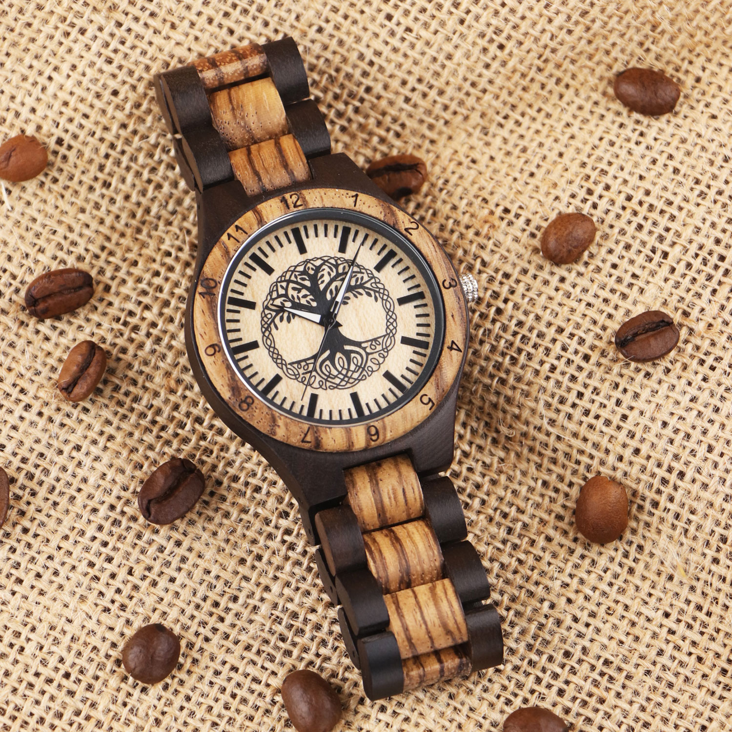 Levensboom gegraveerd houten h - Smartwatch Casual Watches For Men recensie en prijs
