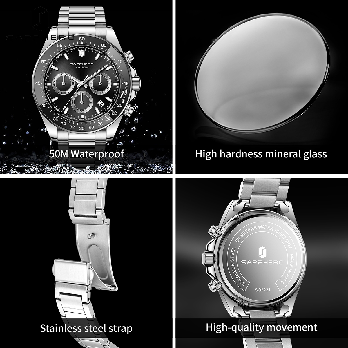 SAPPHERO Modieus herenhorloge  - Smartwatch Watches Gift For Men recensie en prijs