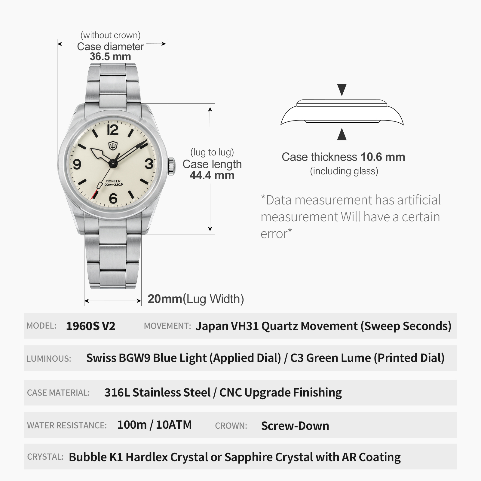 Watchdives WD1960S V2 Vintage  - Smartwatch Casual Watches For Men recensie en prijs
